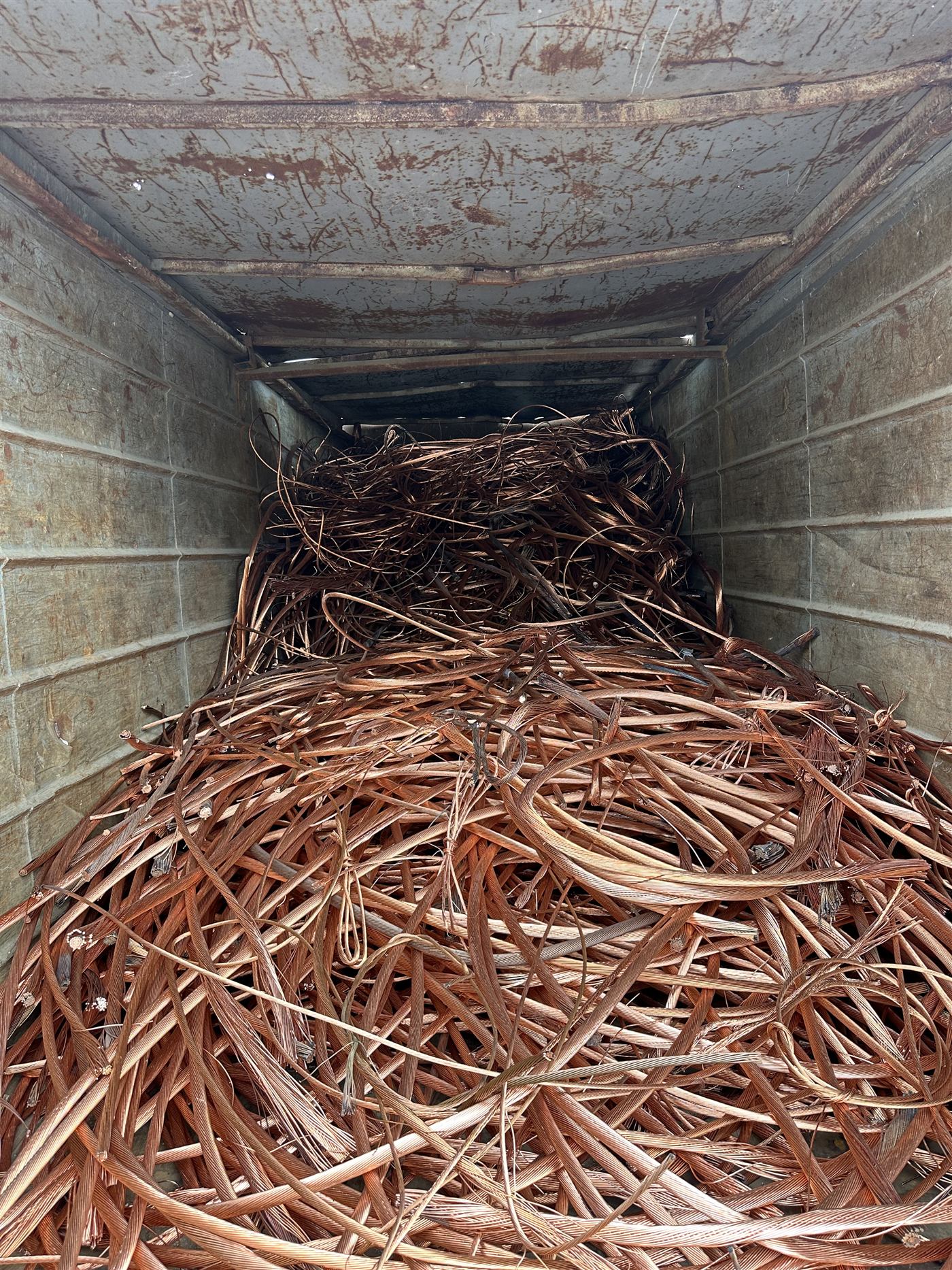 Trailer loaded with recycled copper wire scrap